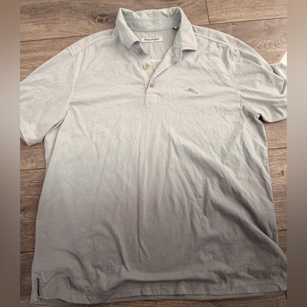 Tommy Bahama Light Bluish Gray Polo - Short Sleeve Collared Shirt
